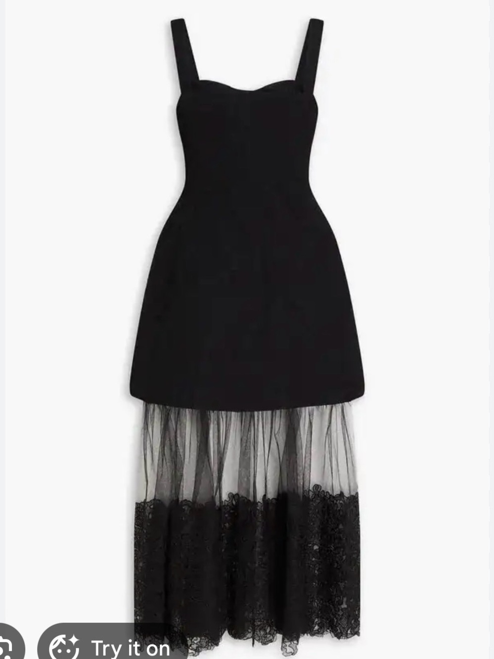 Black Sleeveless Mesh-Hem Dress